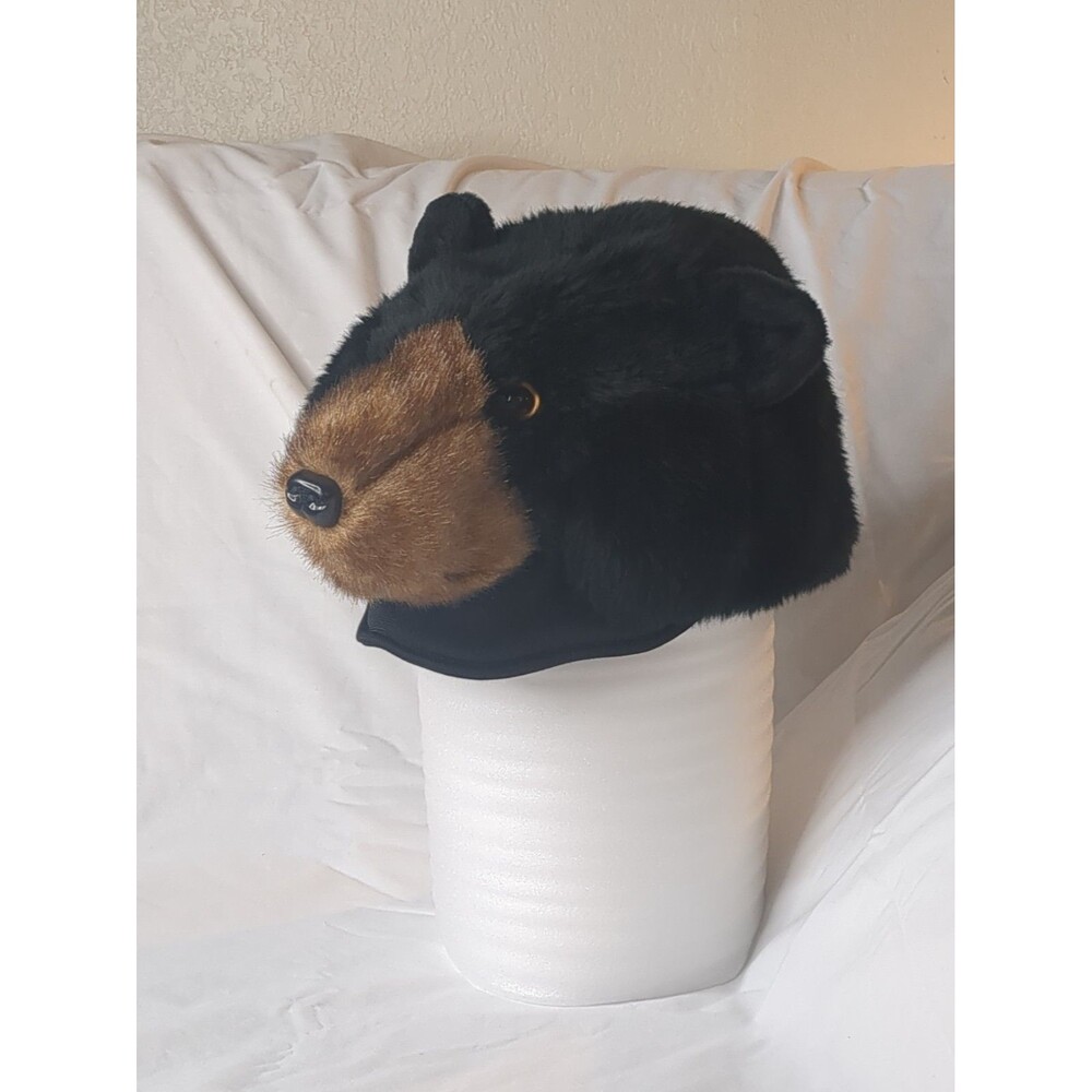 Grizzly BLACK BEAR HAT Plush ADULT CAP Costume Head Accessory Wildlife Animal